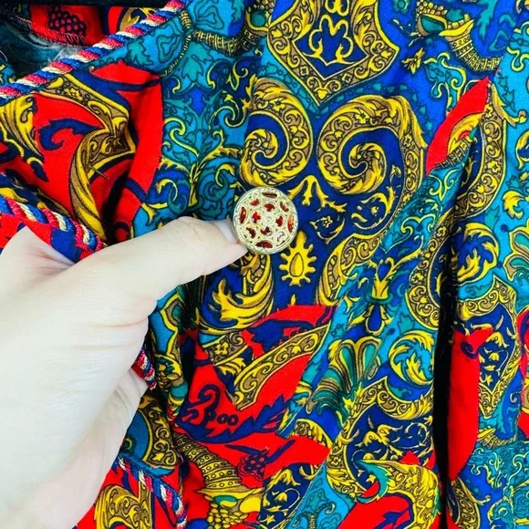 Vintage Jessica Howard Baroque Bright Red Elegant blazer Jacket - Picture 5 of 10